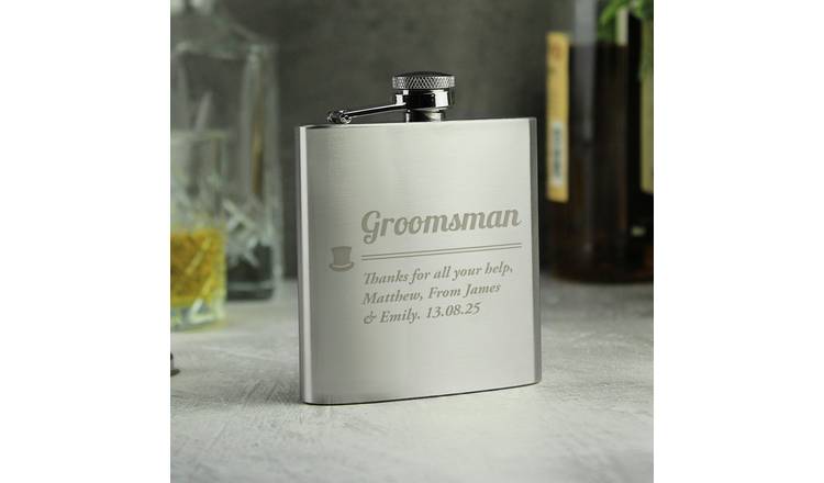 Personalised Message Groomsman Hip Flask - 170ml