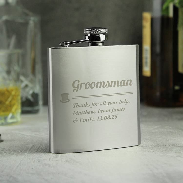 Personalised Message Groomsman Hip Flask - 170ml 0