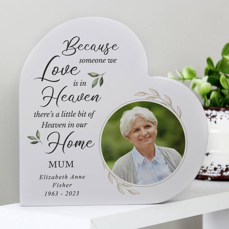 Personalised Message Memorial Photo Upload Heart Ornament 0
