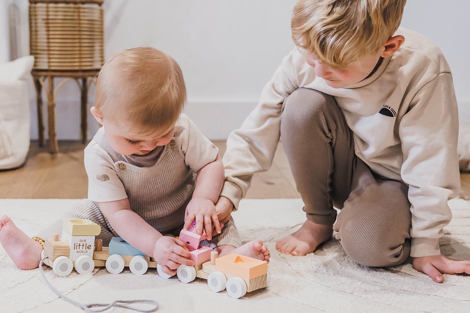 Our Little World Wooden Sensory Shape sorter Train.