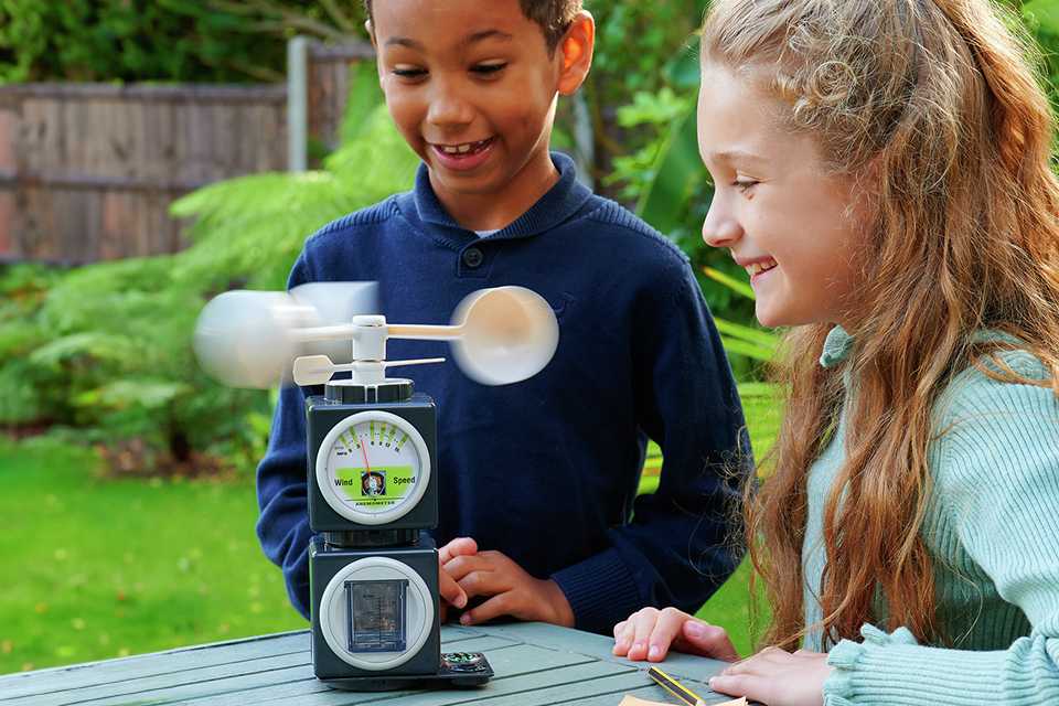 Friends playing on a science toy.