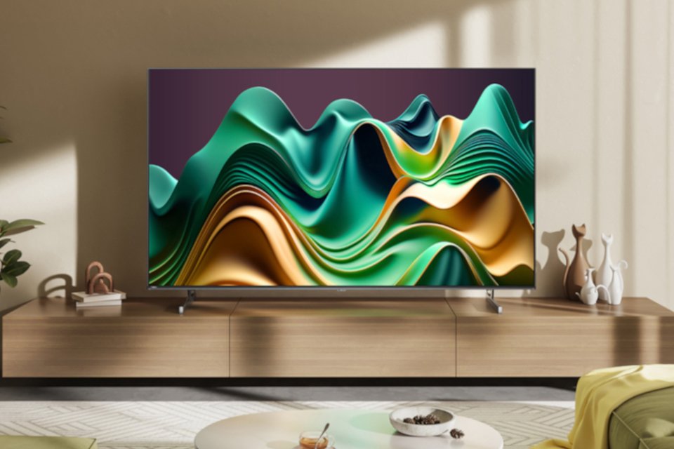 A Hisense U6N Mini-LED 4K TV stood on a TV unit in a living room.