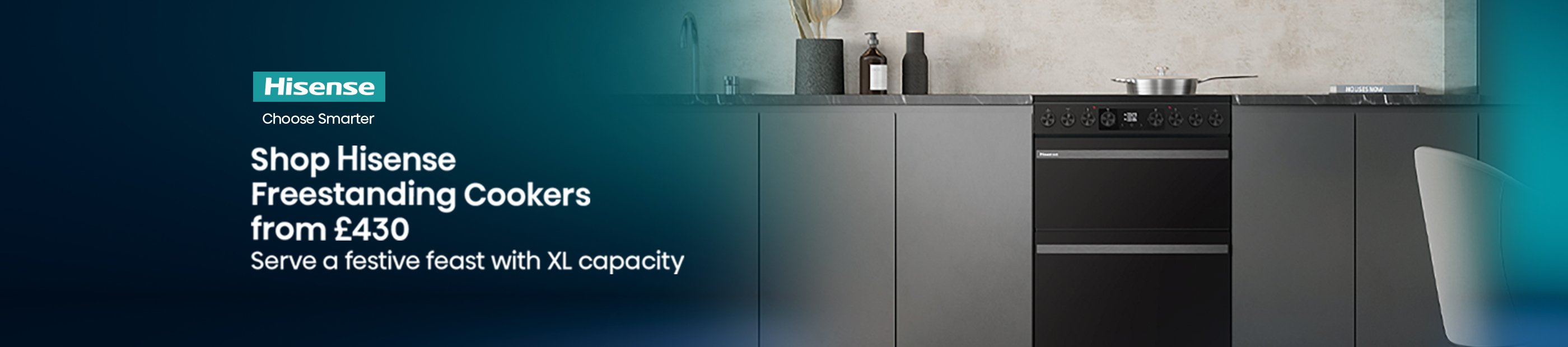 Hisense. Shop Hisense freestanding cookers from £430. Serve a festive feast with XL capacity.