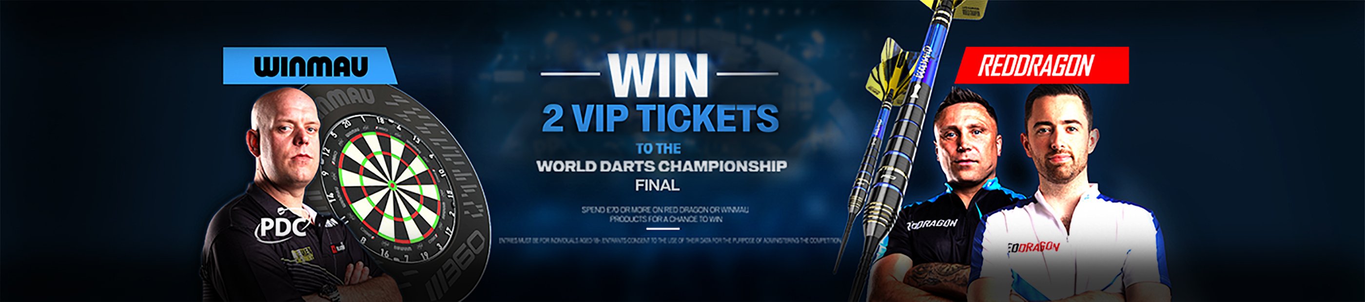 Winmau. Win 2 vip tick-to the world darts champion final. Redragon.