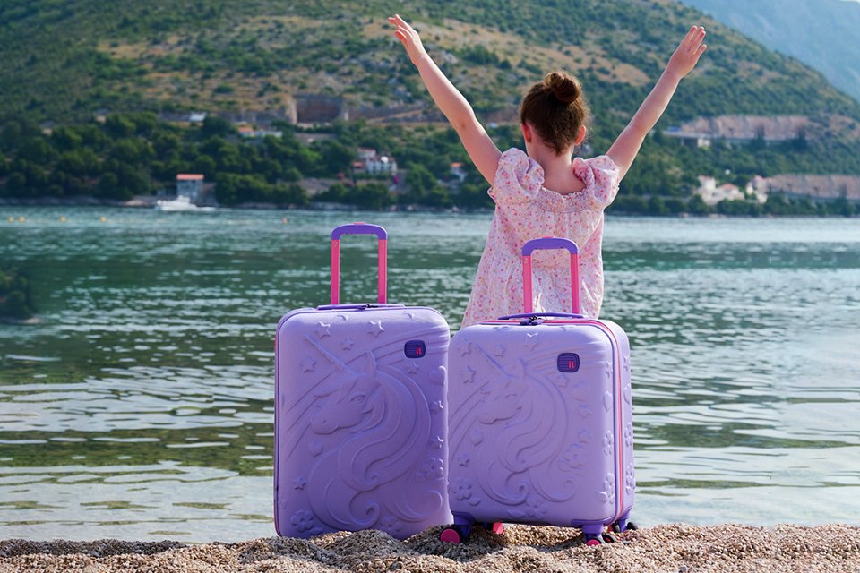 IT Luggage Mystical 2pc 8 Wheel Kids Suitcase Set - Lavender.