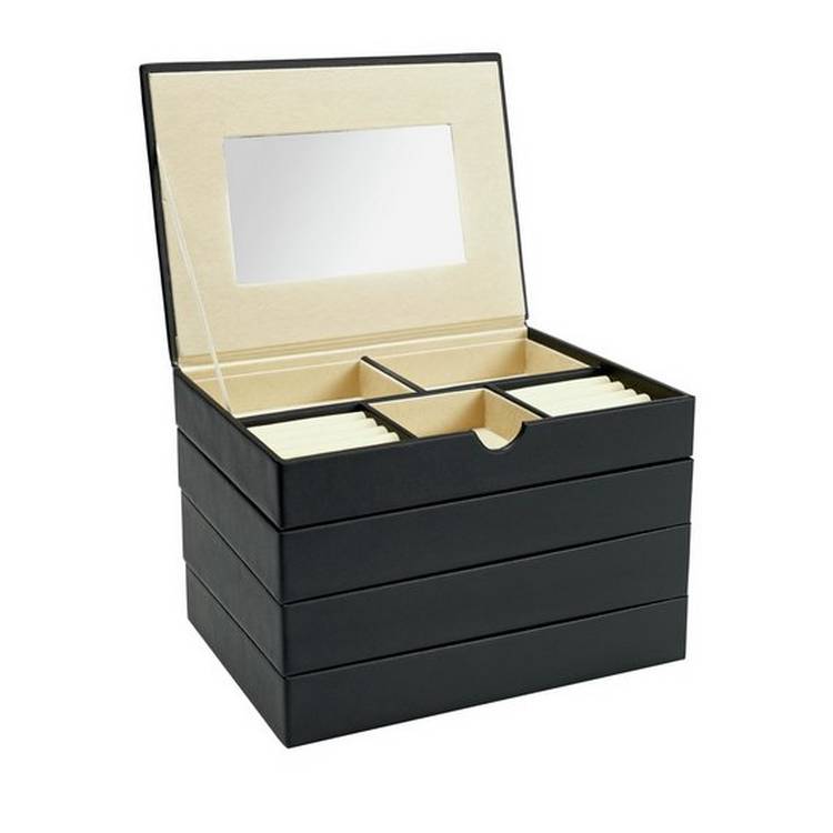 Black Faux Leather Stacking Jewellery Box 0