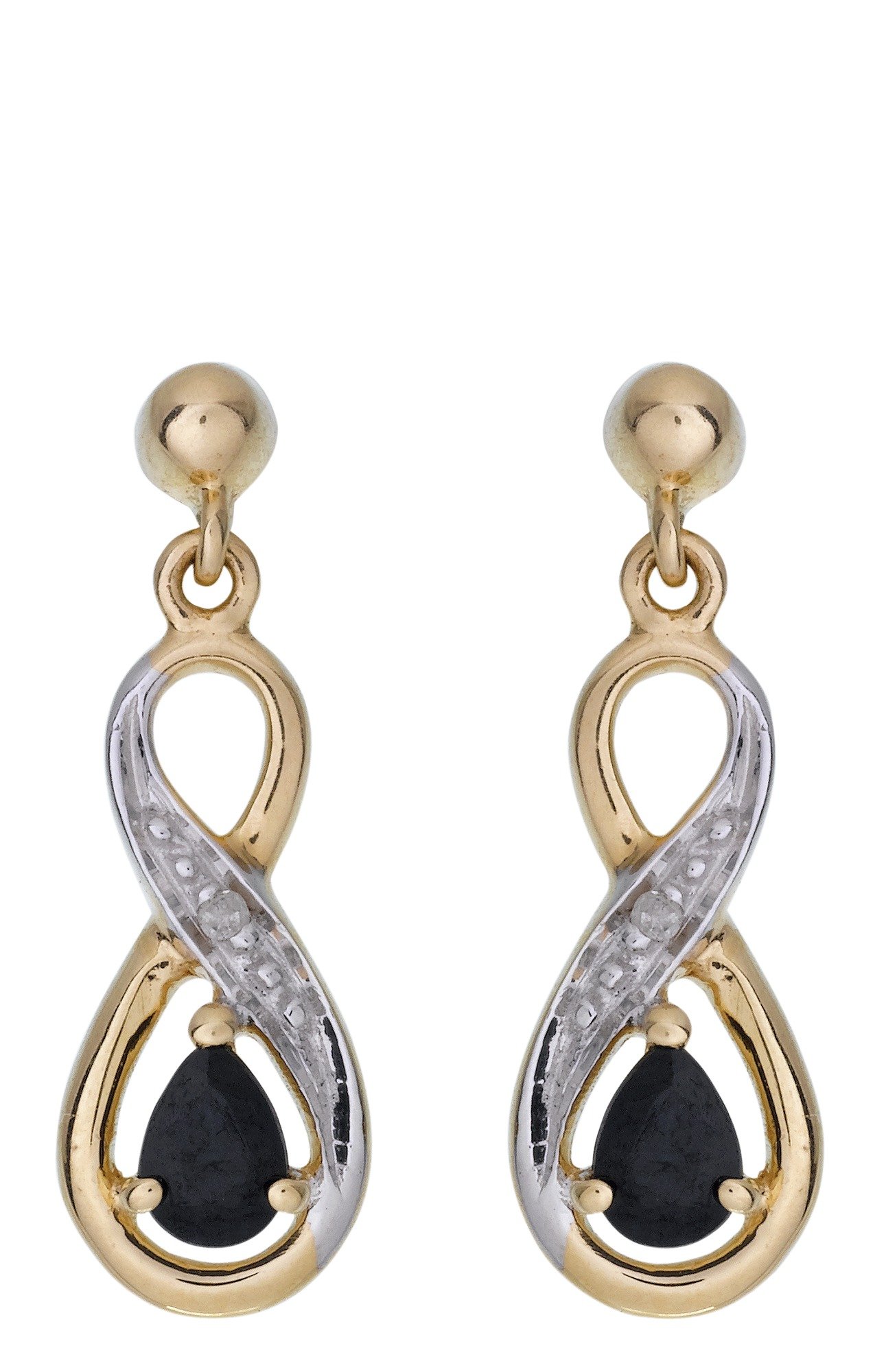 Revere 9ct Yellow Gold Pear Sapphire and Diamond Earrings