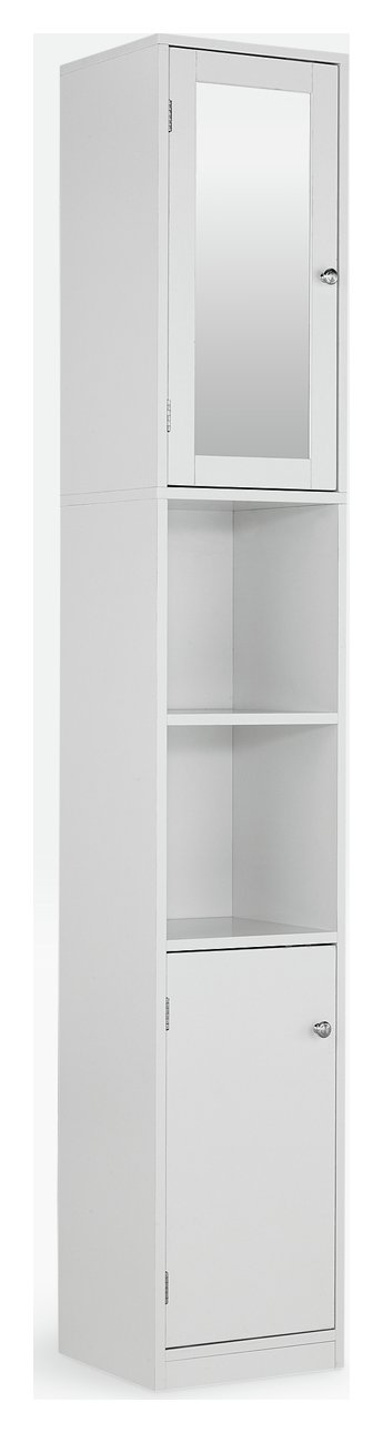 Argos Home Mirrored Tall Bathroom Cabinet - White