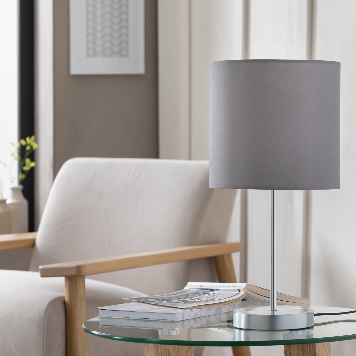 Argos Home Satin Stick Table Lamp - Flint Grey