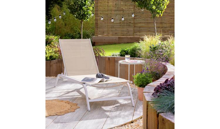 Buy Argos Home Avila Metal Sun Lounger Beige Garden chairs and sun loungers Argos