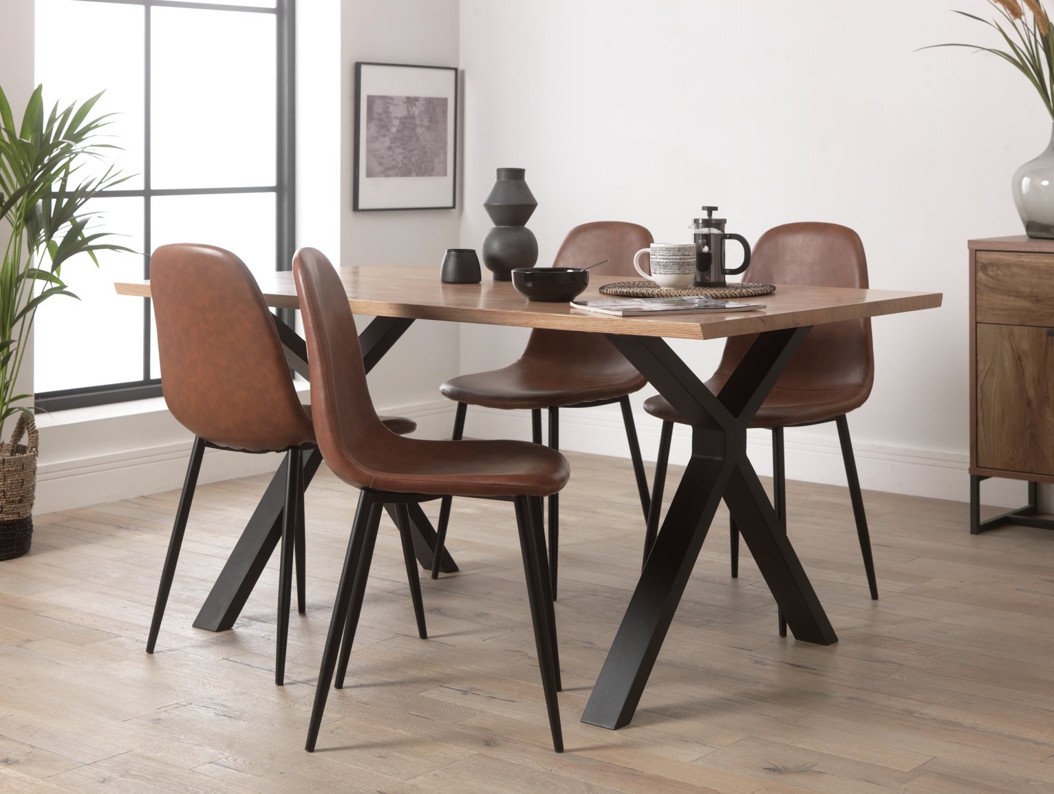 Argos Home Loft Living Wood Veneer Table & 4 Tan Chairs Review