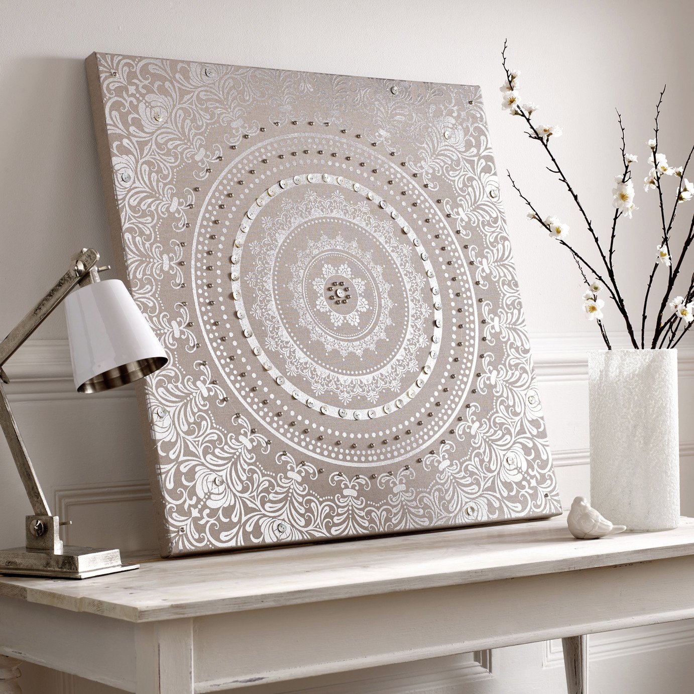 Art for the Home Embellished Fabric Cocoon Canvas - 80x80cm