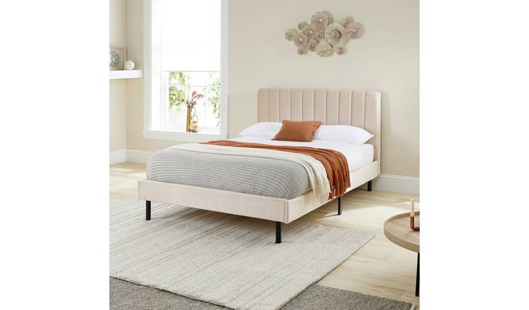 Aspire Rosella Superking Velvet Bed Frame - Cream