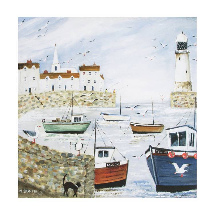 Art for the Home Harbourside Printed Canvas Wall Art 50x50cm 0