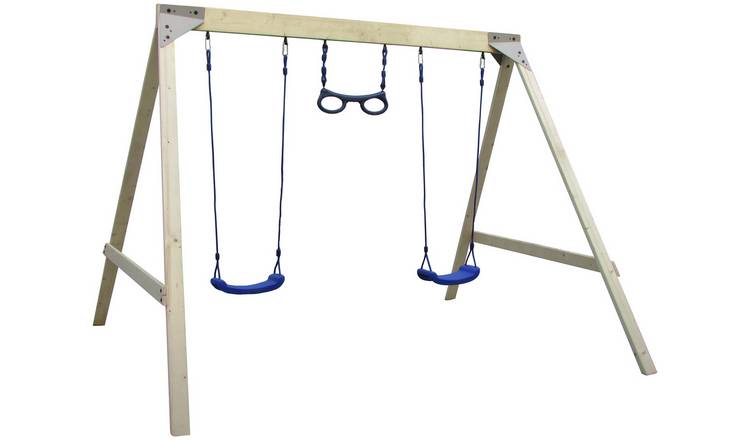 Sportspower Wooden Double Swing and Monkey Bar Set