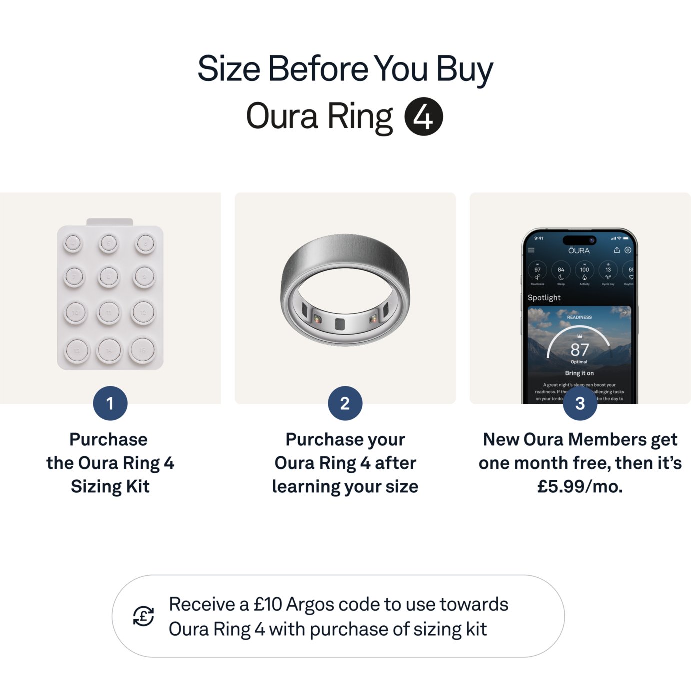 Buy Oura Ring 4 Bluetooth Smart Ring Brushed Silver - 4 | Fitness