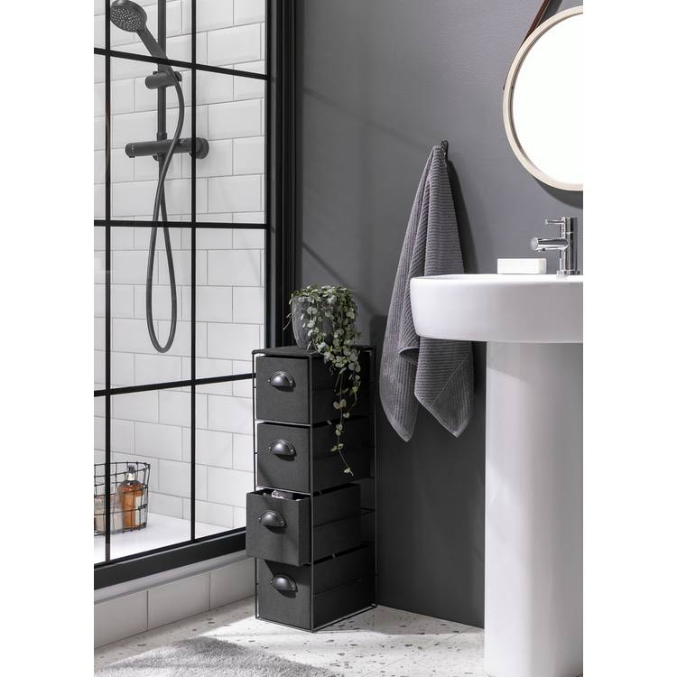 Habitat 4 Drawer Fabric Bathroom Storage Unit - Black 0