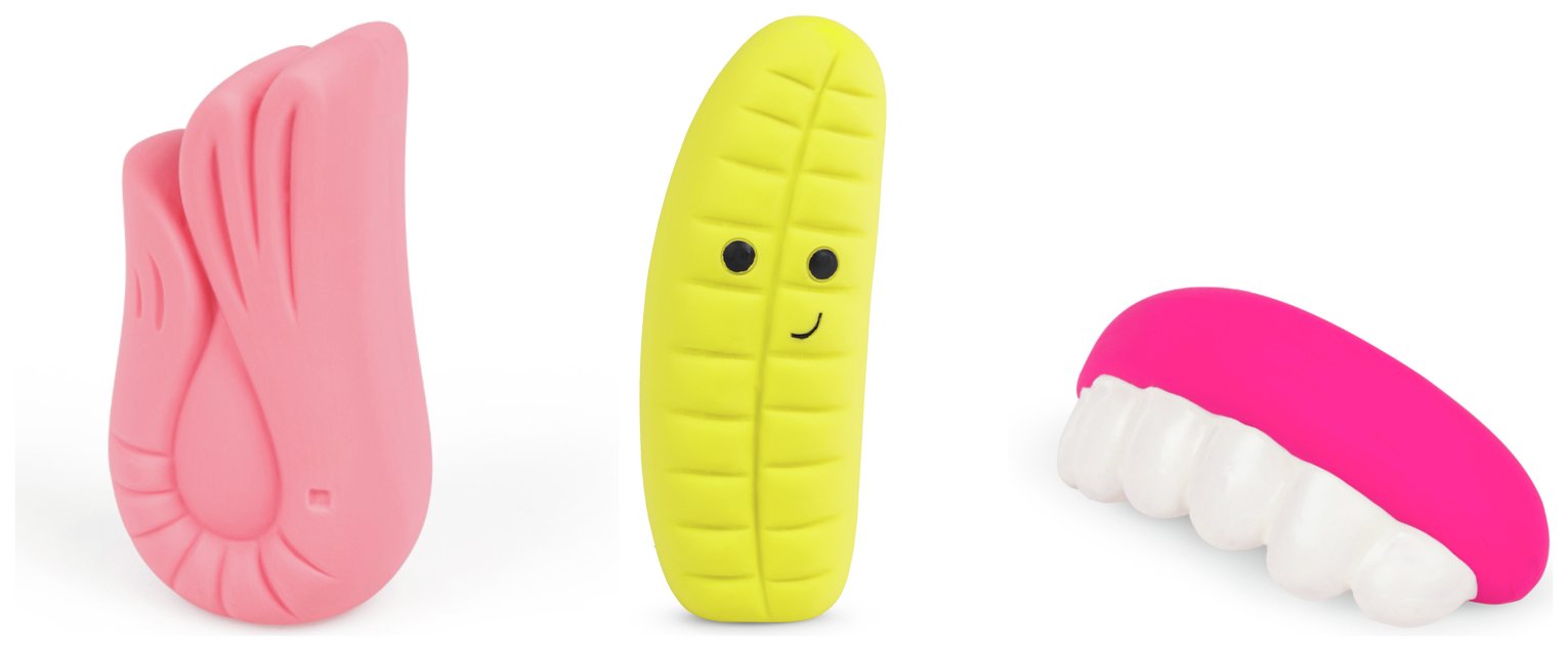 Petface Banana, Shrimp and Teeth Dog Toy Pack