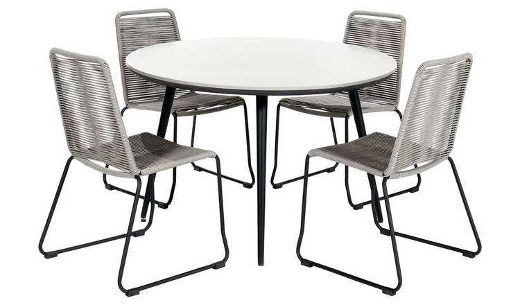 Pacific Pang 4 Seater Rattan Effect Patio Set - Grey