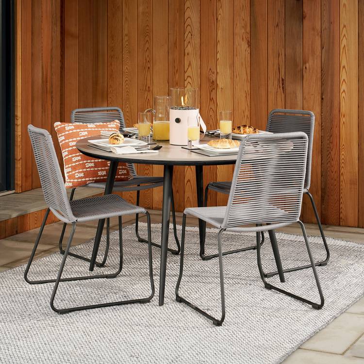 Pacific Pang 4 Seater Rattan Effect Patio Set - Grey 0