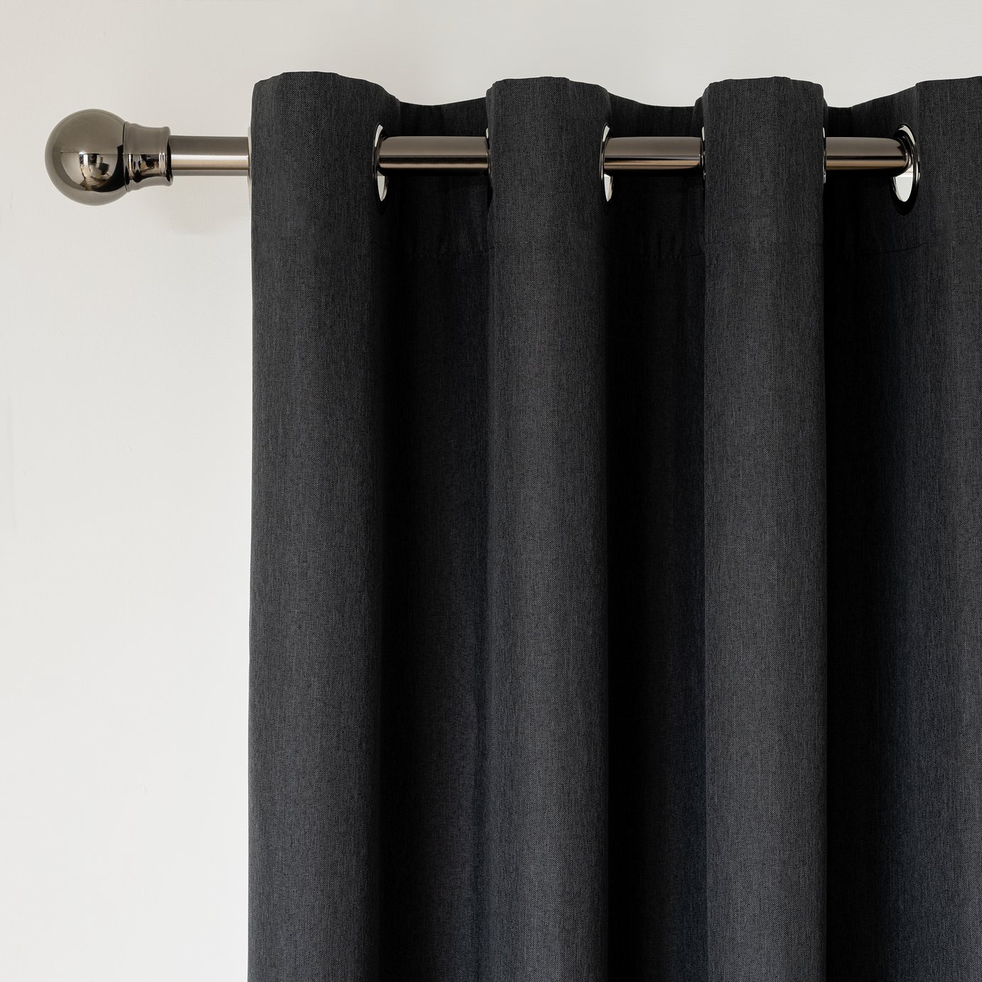 Home Essentials Plain Blackout Eyelet Curtain - Charcoal