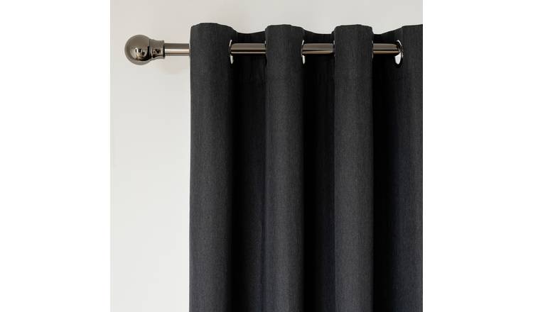 Home Essentials Plain Blackout Eyelet Curtains - Charcoal