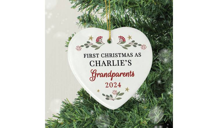 Personalised Message Heart Grandparents Tree Decoration