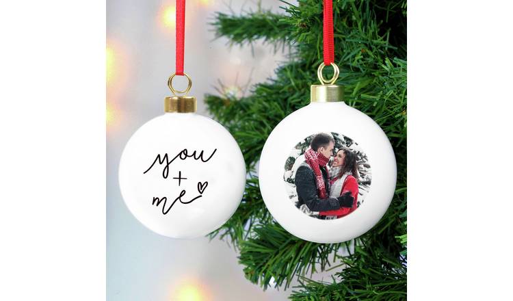 Personalised Message  Me & You Photo Christmas Bauble