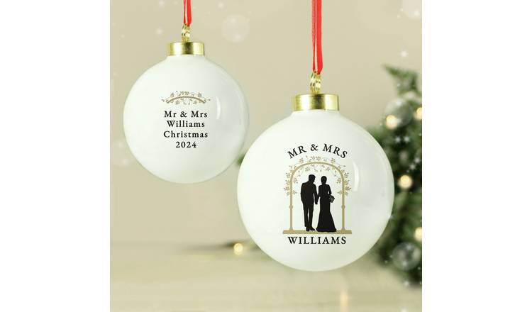 Personalised Message Mr & Mrs Christmas Bauble