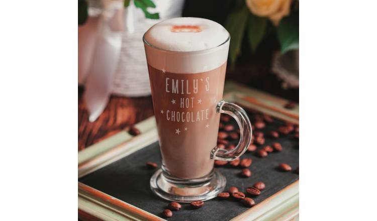 Personalised Message Stars Hot Chocolate Latte Glass