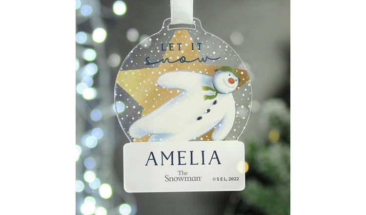 Personalised Message Snowman Christmas Tree Decoration