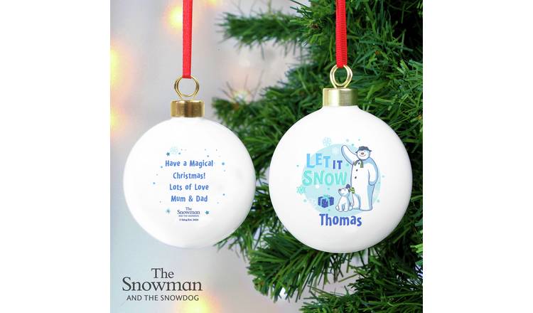 Personalised Message The Snowman & Snowdog  Christmas Bauble