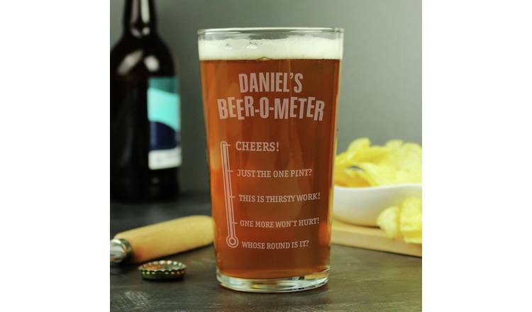 Personalised Message Beer O Meter Pint Glass