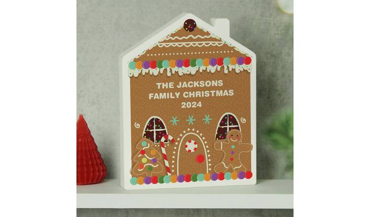 Personalised Message Gingerbread House Christmas Ornament