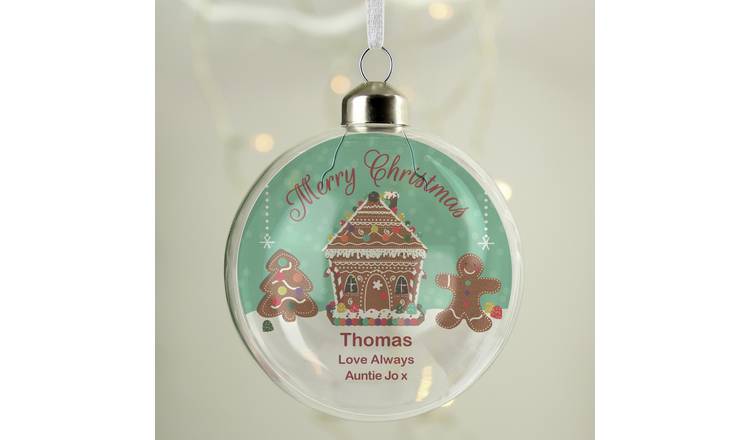 Personalised Message Gingerbread House Christmas Bauble