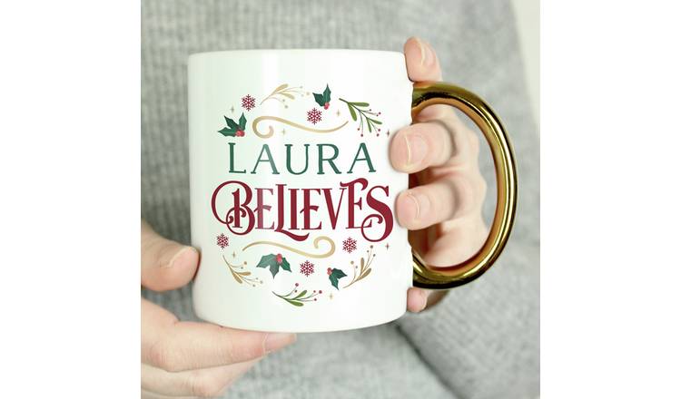 Personalised Message Believes In Christmas Mug