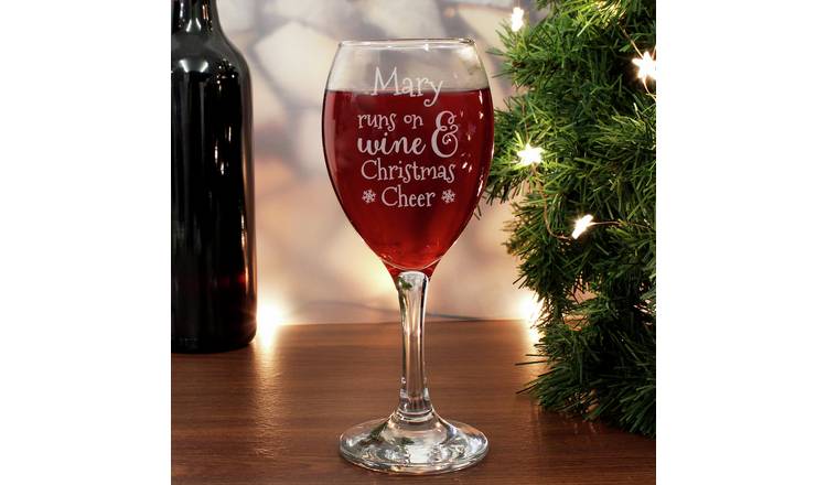 Personalised Message Christmas Cheer Wine Glass