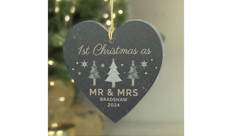 Personalised Message Heart Shaped Christmas Tree Slate