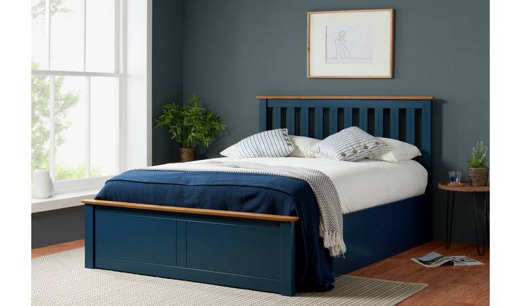 Navy wooden on sale bed frame