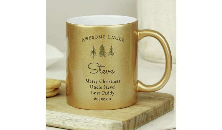 Personalised Message Christmas Tree Mug - Gold