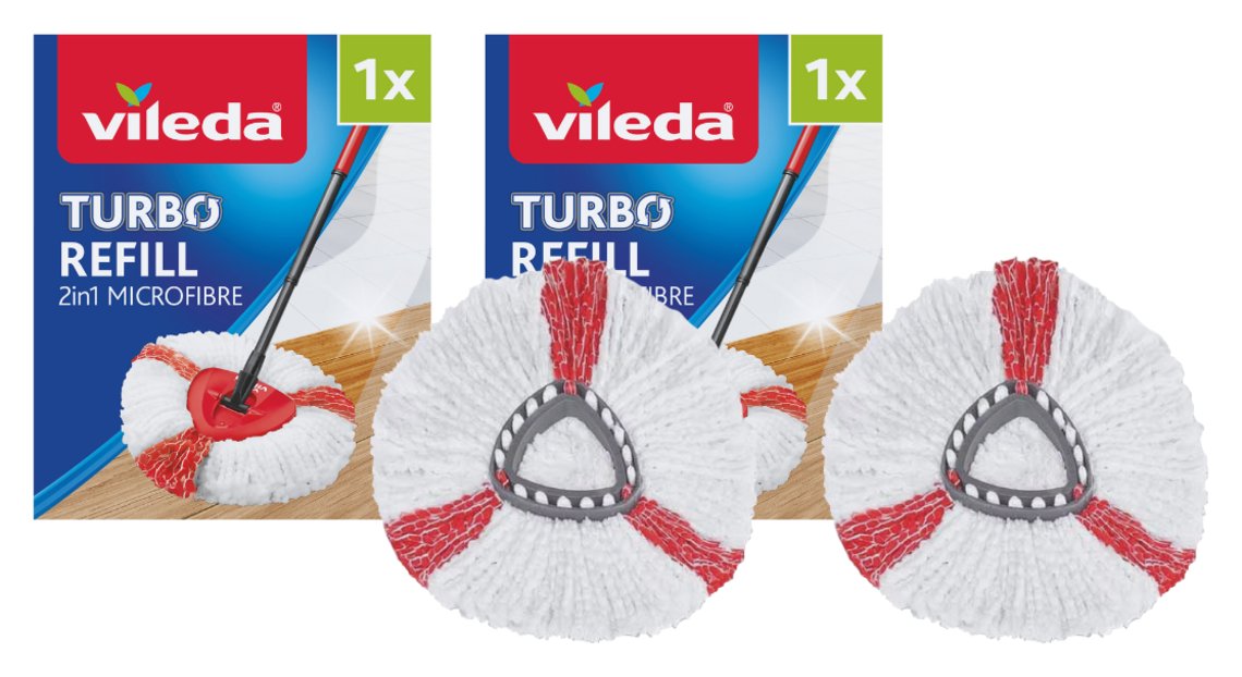 Vileda 2 in 1 Microfibre Turbo Mop Head Pack of 2