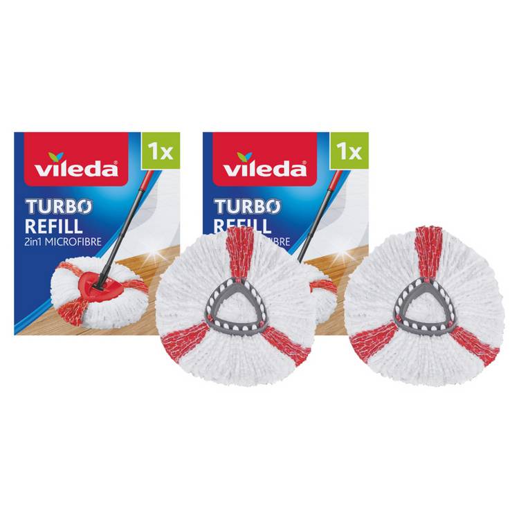 Vileda 2 in 1 Microfibre Turbo Mop Head Pack of 2 0