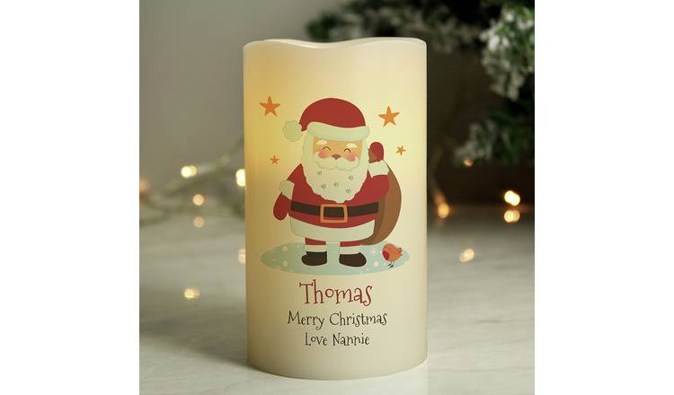 Personalised Message Christmas Santa LED Candle