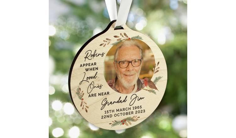 Personalised Message Photo Robin Christmas Tree Decoration