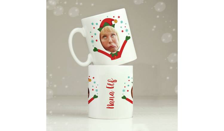 Personalised Message Photo Upload Christmas Elf  Mug