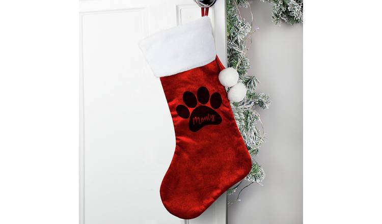 Personalised Message Paw Print Christmas Stocking