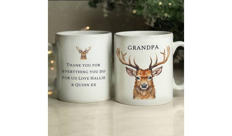 Personalised Message Water Colour Painted Stag Mug