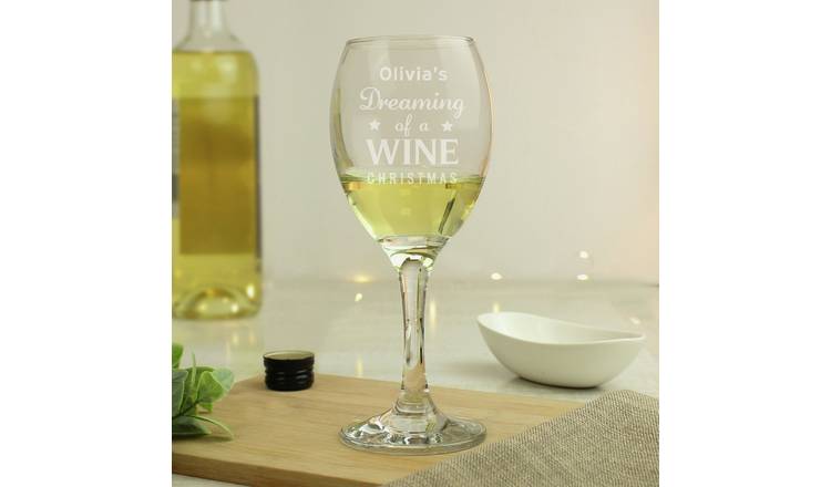 Personalised Message WINE Christmas Wine Glass