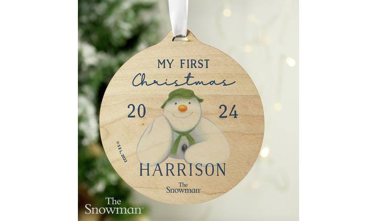 Personalised Message Snowman First Christmas Tree Decoration