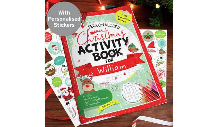 Personalised Message Christmas Activity Book With Stickers